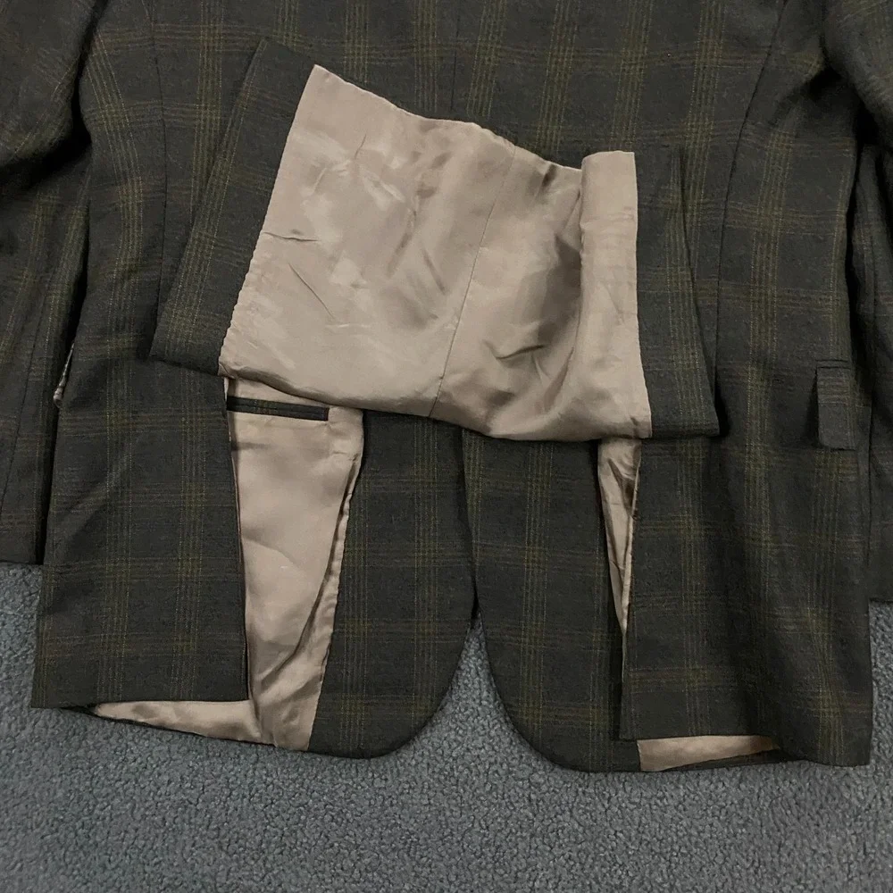 Hart Schaffer Marx Blazer size 40R Travelor Plaid Wool Brown Suit Jacket‎